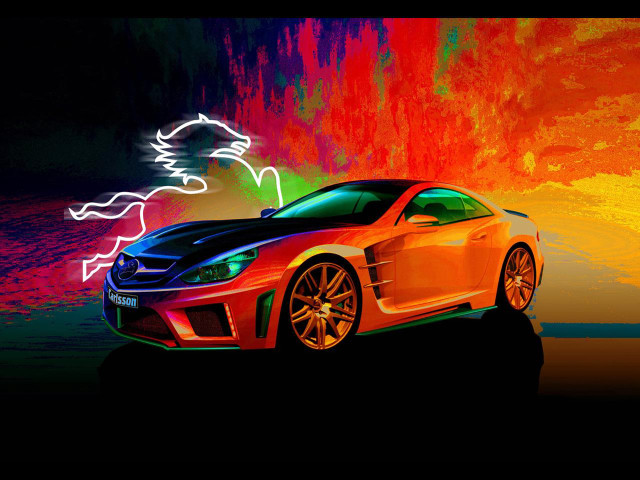Car colorful background neon sky free wallpaper for desktop - medium preview image