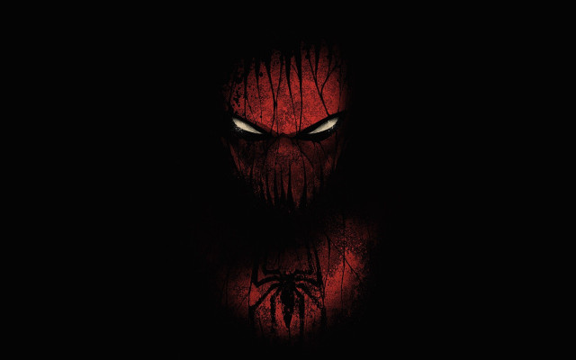 Spider man red face dark free wallpaper for desktop - medium preview image