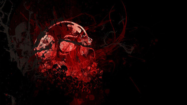 Red skull black background blood free wallpaper for desktop - medium preview image