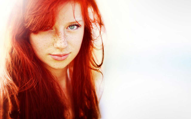 Freckled red haired blue eyed free wallpaper for desktop - medium preview image
