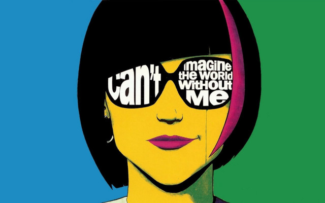 Woman sunglasses hat typographic popart free wallpaper for desktop - medium preview image