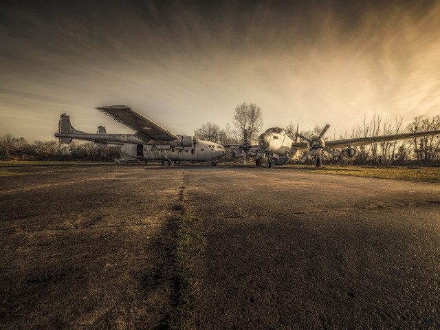 Large airplane airport runway forest free wallpaper for desktop - medium preview image