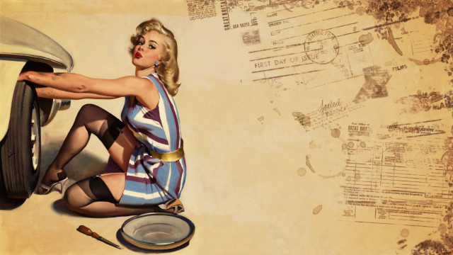 Woman sitting car music notes free wallpaper for desktop - medium preview image