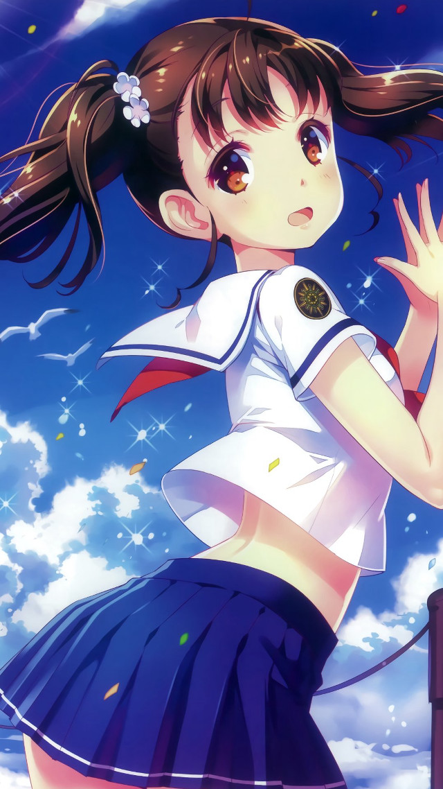 Girl sailor outdoor sky hair free wallpaper for mobile - medium preview image