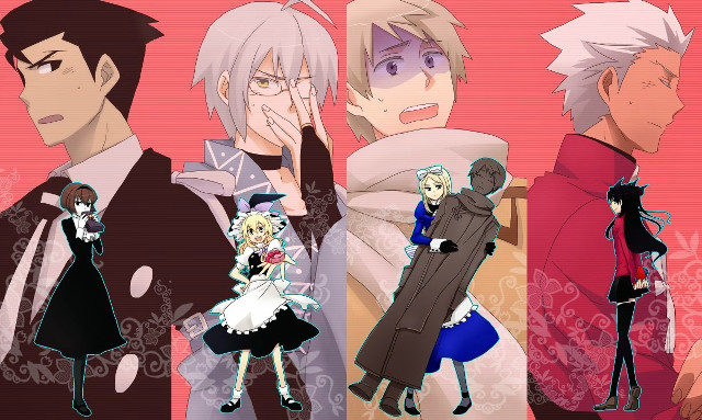 Anime characters group pink background #10 free wallpaper for desktop - medium preview image