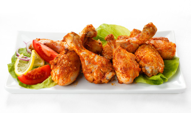 Chicken wings lettuce tomatoes salad #2 free wallpaper for desktop - medium preview image