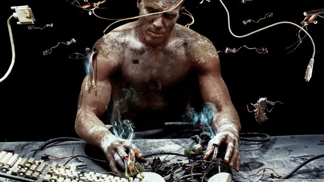 Man wires body hands table free wallpaper for desktop - medium preview image