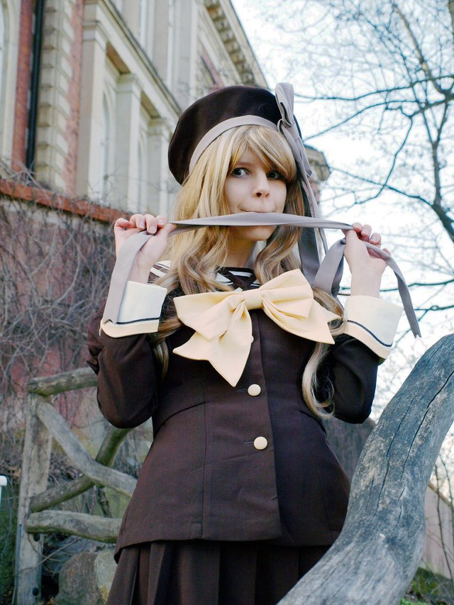 Woman brown dress knife mouth free wallpaper for mobile - medium preview image