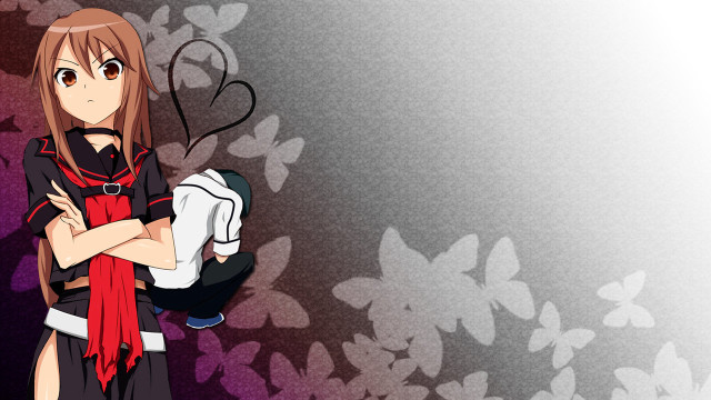 Girl long hair red scarf free wallpaper for desktop - medium preview image