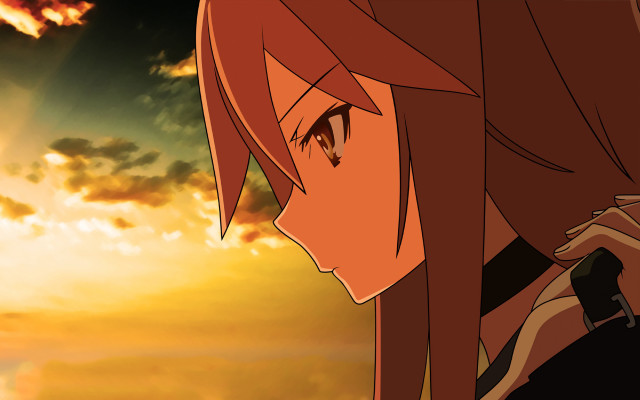 Girl long hair sunset sky free wallpaper for desktop - medium preview image