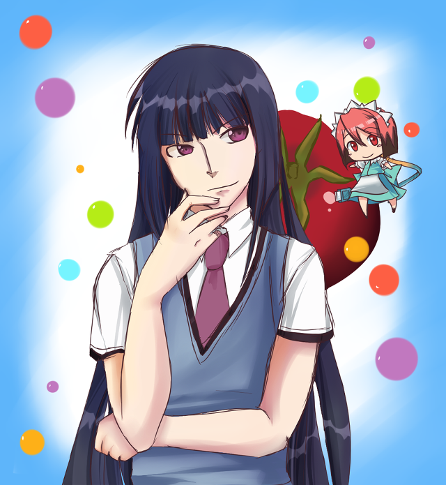 Girl school uniform strawberry dress free wallpaper for tablet - medium preview image