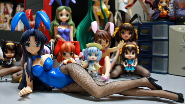 Anime dolls shelf table computer free wallpaper for desktop - medium preview image