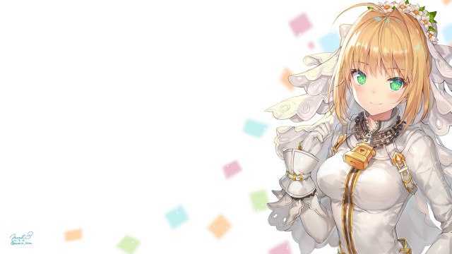 Anime girl white dress tiara free wallpaper for desktop - medium preview image