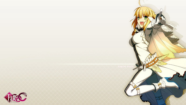 Anime girl sword white background free wallpaper for desktop - medium preview image