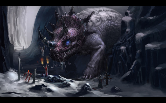 Dragon blue eyes cave candle free wallpaper for desktop - medium preview image