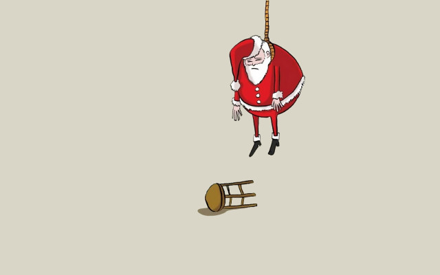 Santa claus hanging rope sled free wallpaper for desktop - medium preview image