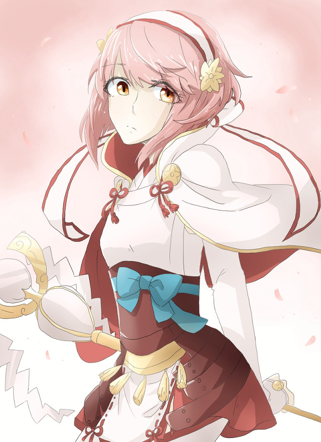 Woman sword pink background manga free wallpaper for mobile - medium preview image