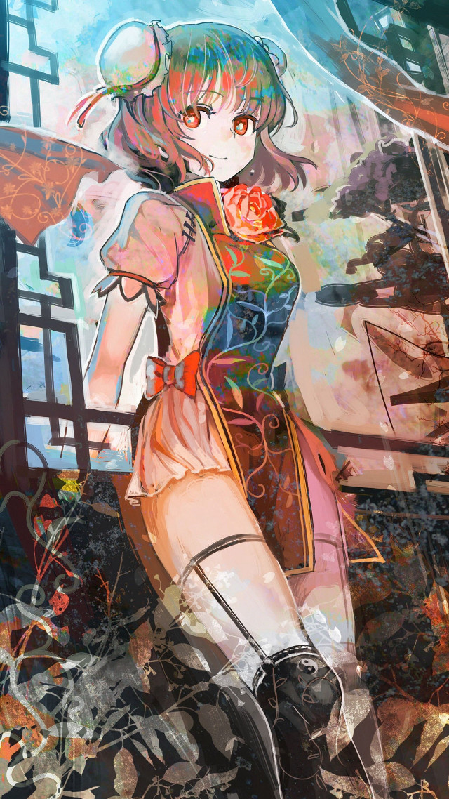 Woman short dress boots flower free wallpaper for mobile - medium preview image