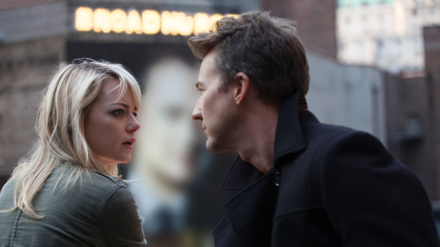 Man woman standing building sign free wallpaper for desktop - medium preview image