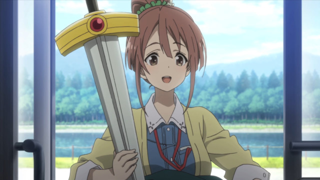 Girl holding giant sword window free wallpaper for desktop - medium preview image