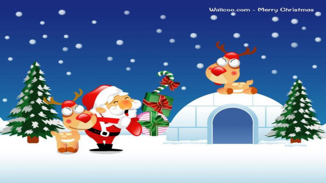 Christmas santa reindeer snow snowman free wallpaper for desktop - medium preview image