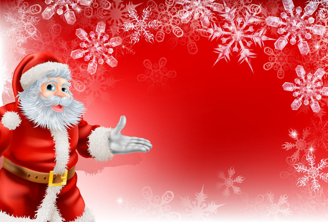 Santa claus red background snowflakes #2 free wallpaper for desktop - medium preview image