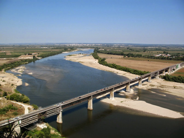 Bridge train river field forest free wallpaper for desktop - medium preview image