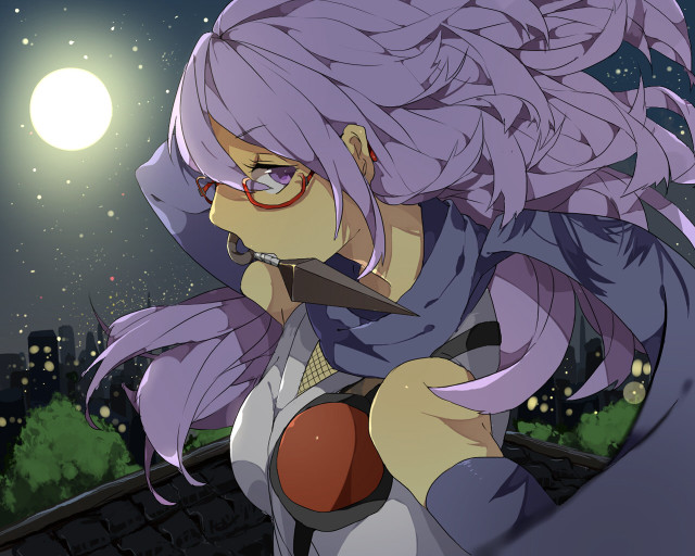 Woman purple hair glasses knife free wallpaper for desktop - medium preview image