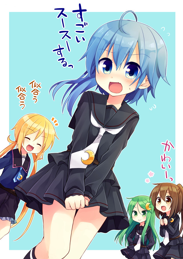 Anime girls blue hair black #3 free wallpaper for mobile - medium preview image