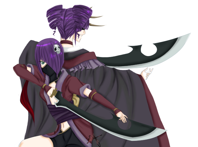 Anime couple purple hair black free wallpaper for desktop - medium preview image