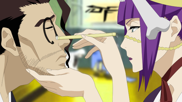 Man woman smoking cigarette cartoon free wallpaper for desktop - medium preview image