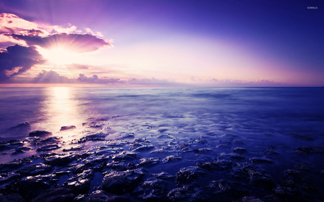 Sunset ocean purple sky clouds #2 free wallpaper for desktop - medium preview image