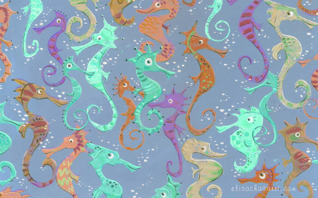 Seahorses blue background bubbles water free wallpaper for desktop - medium preview image