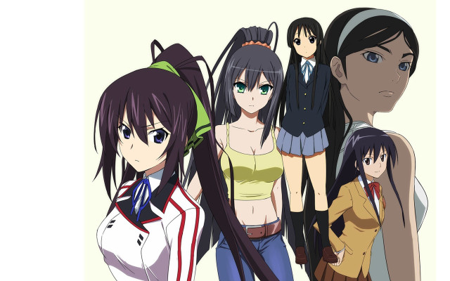 Anime girls group suit white free wallpaper for desktop - medium preview image