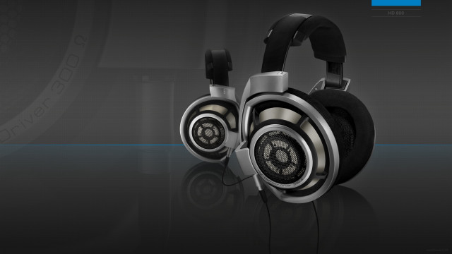 Headphones black background blue white #2 free wallpaper for desktop - medium preview image