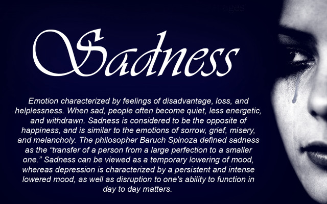 Woman teary face sadness caption free wallpaper for desktop - medium preview image