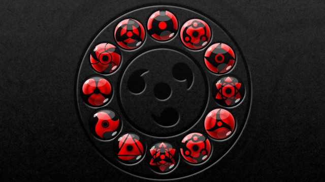 Black red circle smiley face free wallpaper for desktop - medium preview image
