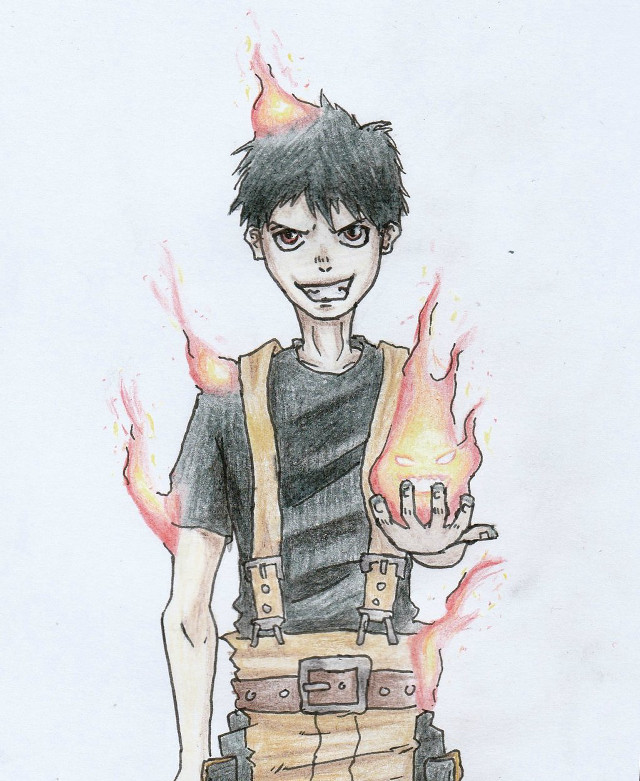 Boy holding fireball vest flames free wallpaper for mobile - medium preview image