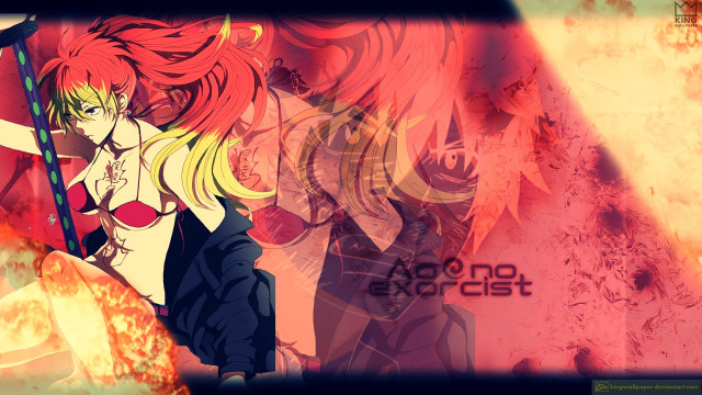 Woman sword fire background caption free wallpaper for desktop - medium preview image