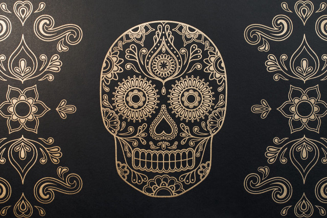Gold black sugar skull ornate #2 free wallpaper for desktop - medium preview image