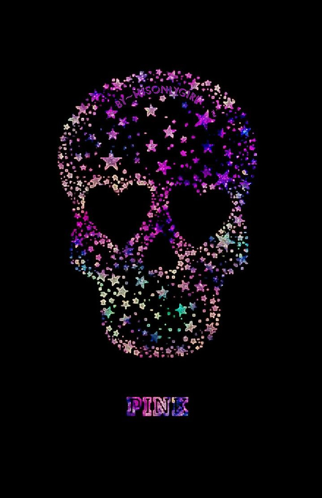 Skull stars heart black background free wallpaper for mobile - medium preview image
