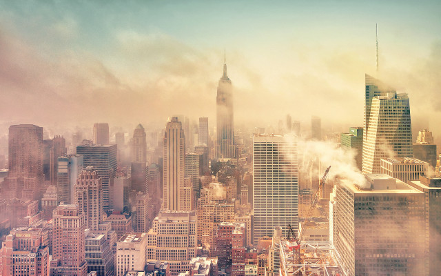 City skyline tall buildings cloudy free wallpaper for desktop - medium preview image