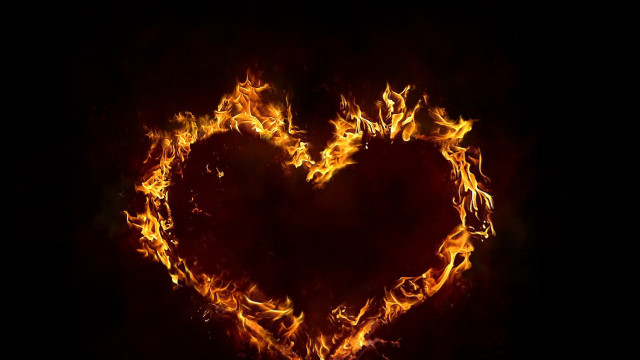 Heart fire black background red free wallpaper for desktop - medium preview image