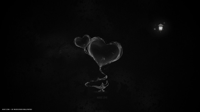 Heart shaped balloon floating lantern free wallpaper for desktop - medium preview image
