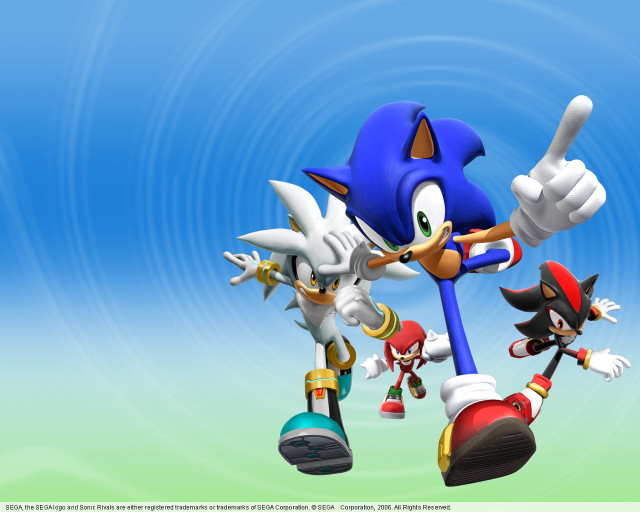 Cartoon character gun pointing sonic free wallpaper for desktop - medium preview image