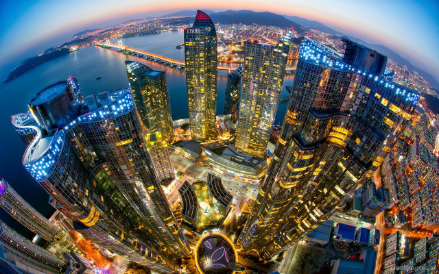 City night lights buildings water #6 free wallpaper for desktop - medium preview image