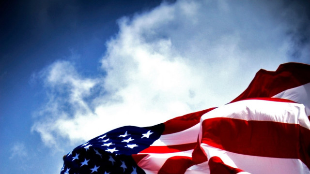 American flag flying sky clouds #2 free wallpaper for desktop - medium preview image