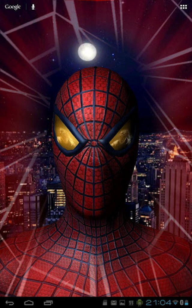 Spiderman yellow eyes city lights free wallpaper for mobile - medium preview image