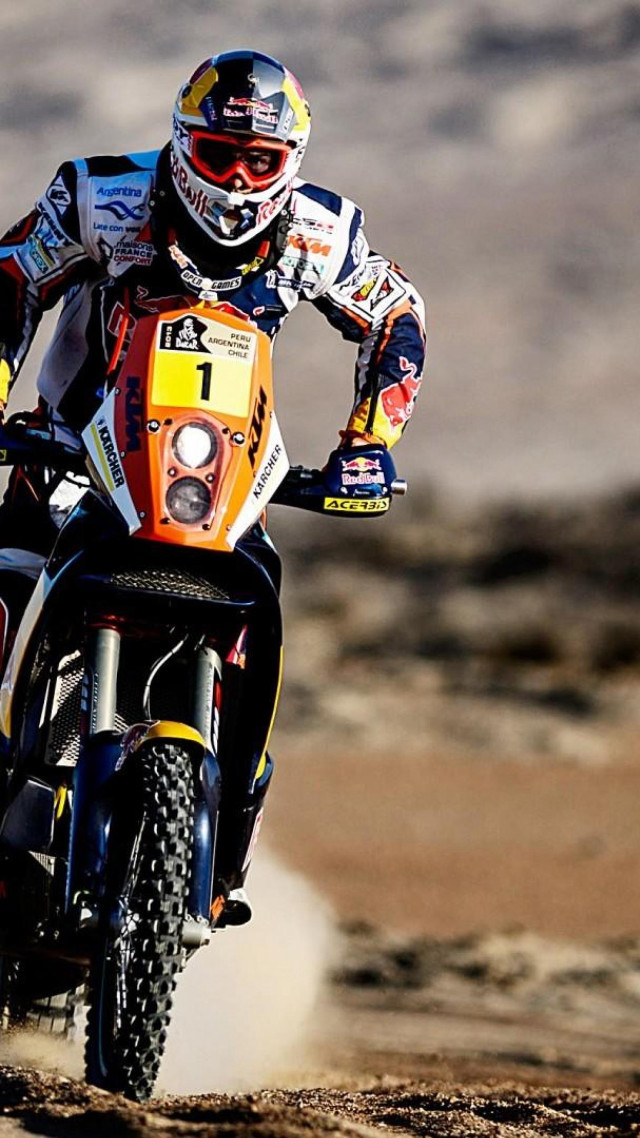 Man motorcycle dirtroad hillside sky free wallpaper for mobile - medium preview image