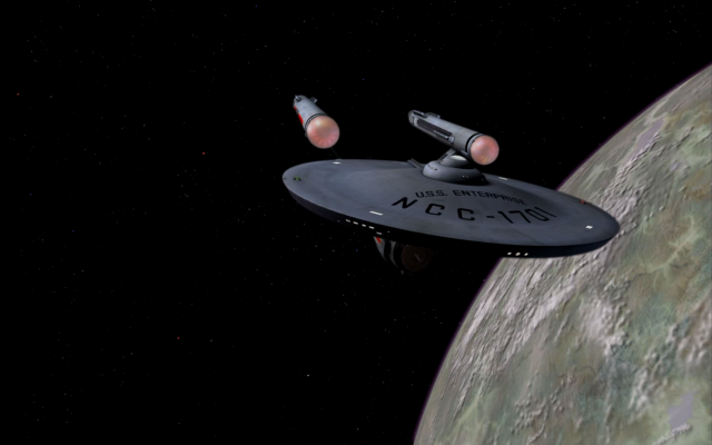 Spaceship flying planet sky moon #3 free wallpaper for desktop - medium preview image